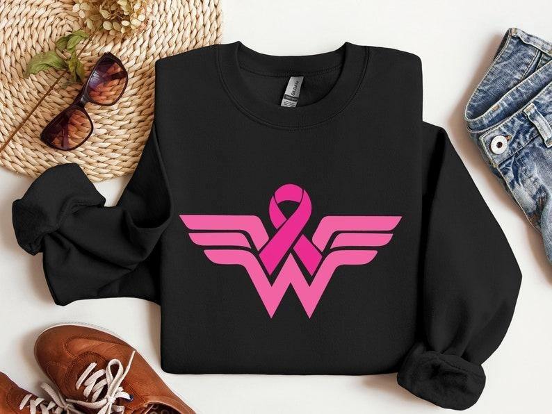 Cancer Ribbon Wonder Women Sweatshirt, Cancer Awareness Hoodie, Cancer Survivor Sweatshirt, Cancer Warrior Shirt, Breast...