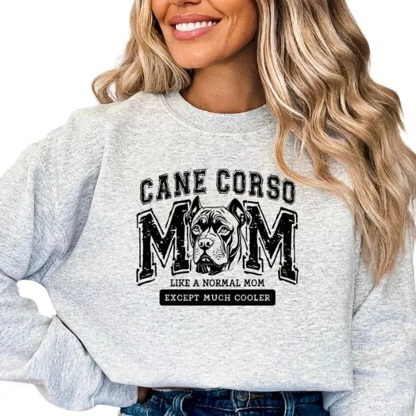 Casual Cane Corso Mom Sweatshirt, Dog Lover Pullover Crewneck Sweatshirt, Comfortable Long Sleeve Cane Corso Mom...