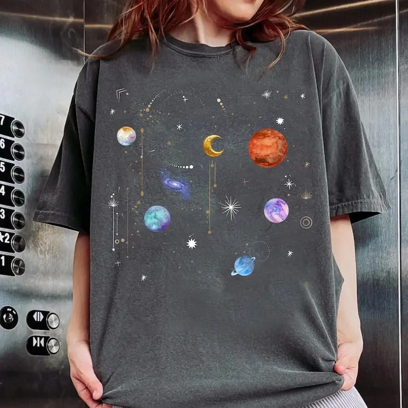 Celestial  Shirt, Astrology Tee, Spiritual Shirt, Aesthetic Shirt,  Mystical , Moon Phase, Astronomy Tee, Bookish Gift...