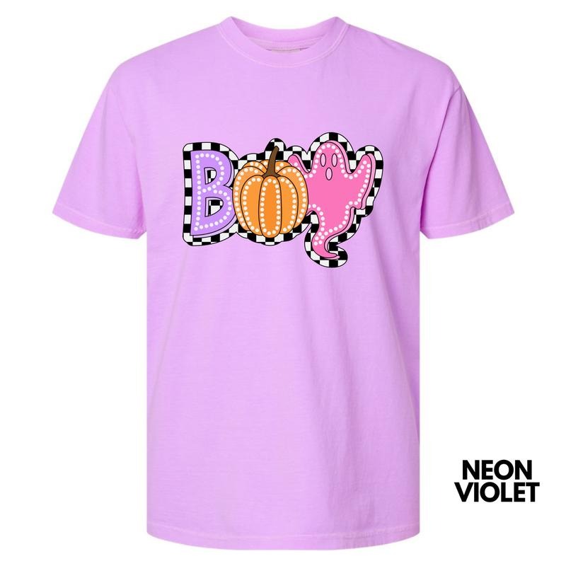 Checkered Colorful BOO Comfort Colors T-Shirt 'NLB' Hoodie, Sweatshirt | CiraTrend.com
