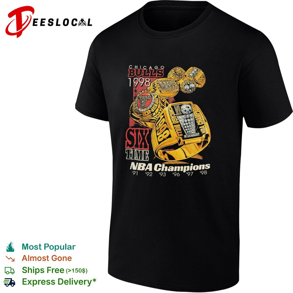 Chicago Bulls six time NBA champions rings shirt