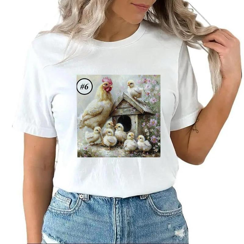 Chicken Farmhouse Hen Graphics Floral Hen Unisex T-shirt Sweatshirt Hoodie Design all #rt 1 Cotton Top | CiraTrend.com