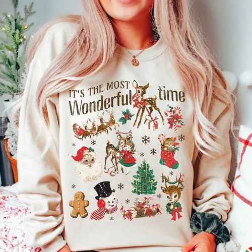 Christmas Sweatshirt, It's the most Christmas Shirt, Vintage Christmas doodles Shirt, Santa Retro Christmas, Winter...