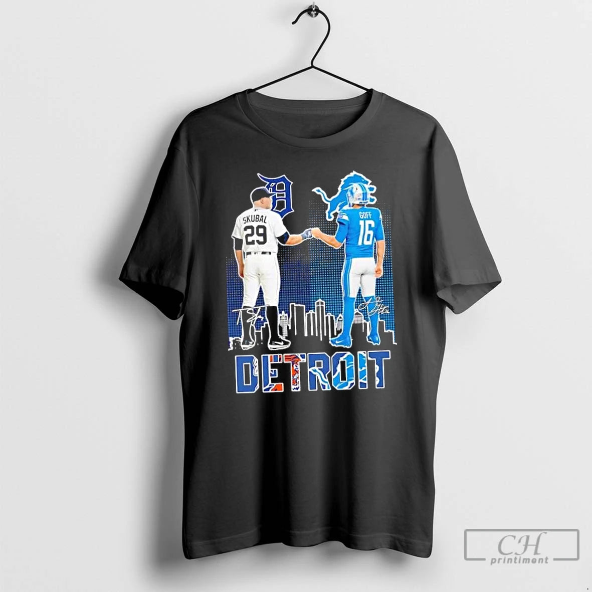 Classic Detroit Sports Skubal Tigers X Goff Lions Skyline T Shirts Hoodie Longsleeve