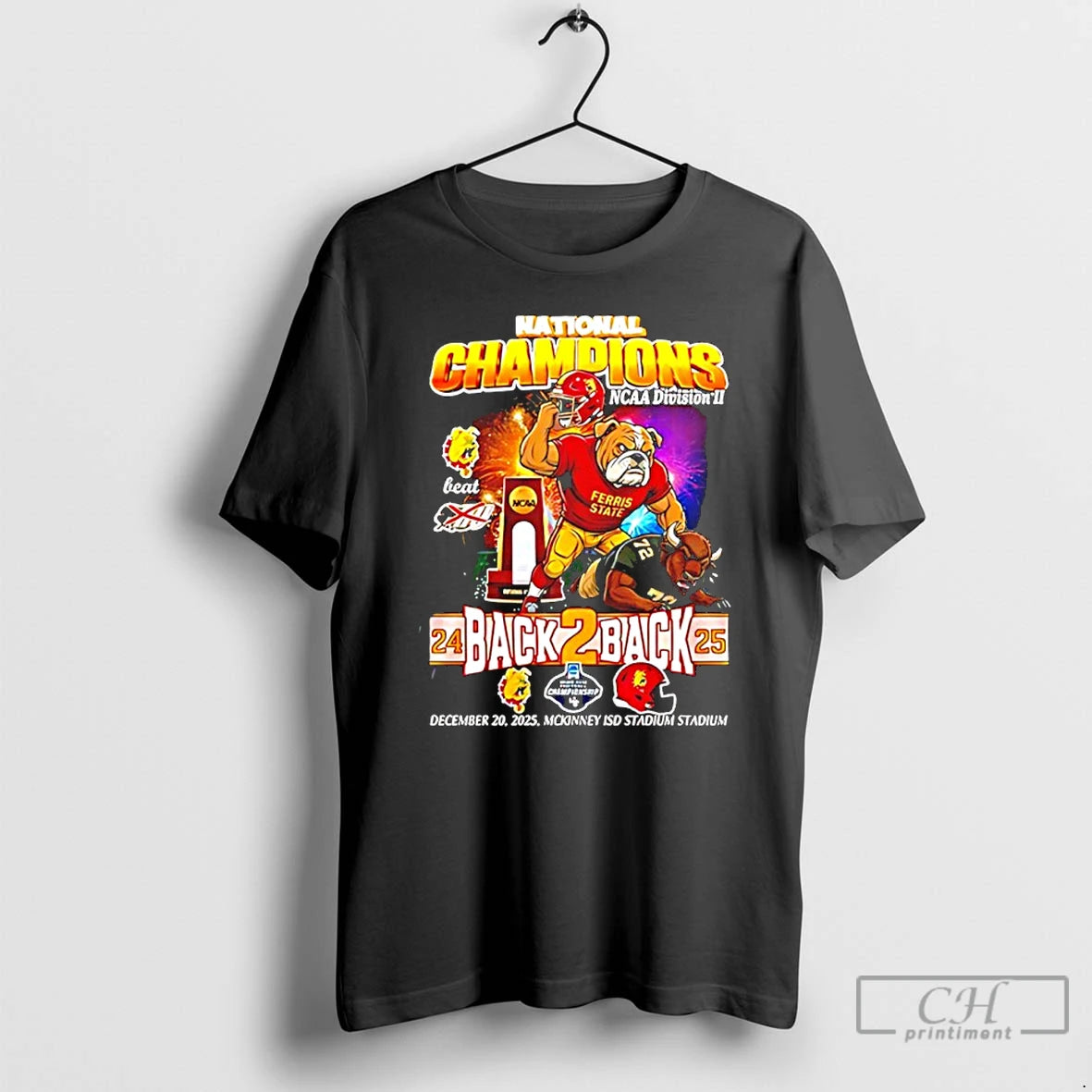 Classic Ferris State Back To Back 2025 National Champions Mascot T-Shirts, Hoodie, Sweatshirt | CiraTrend.com
