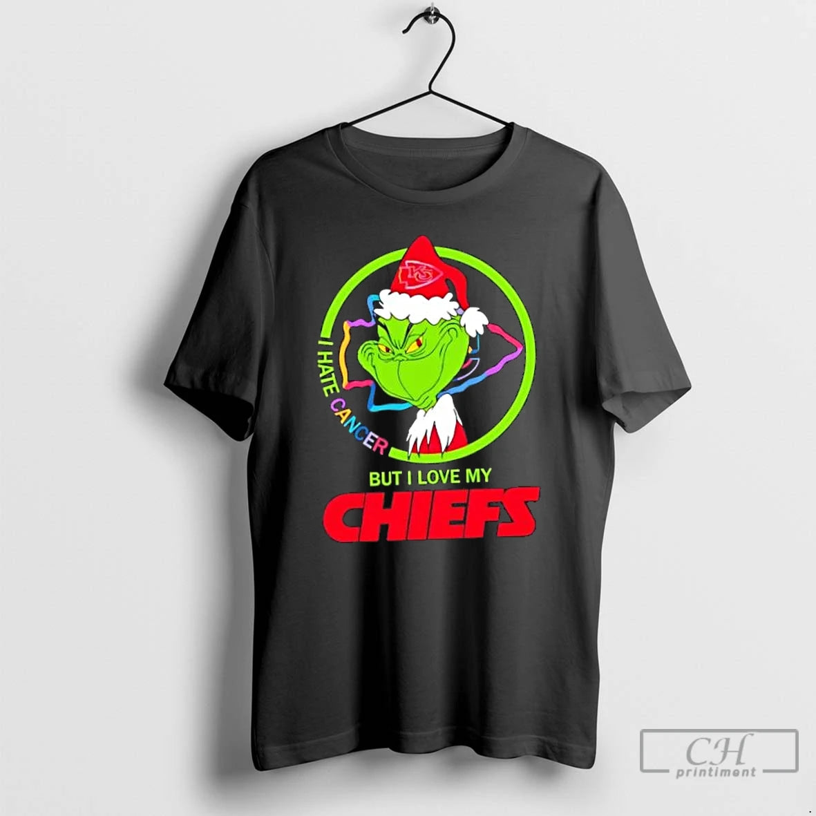 Classic Grinch I Hate Cancer But I Love My Kansas City Chiefs Football T Shirts