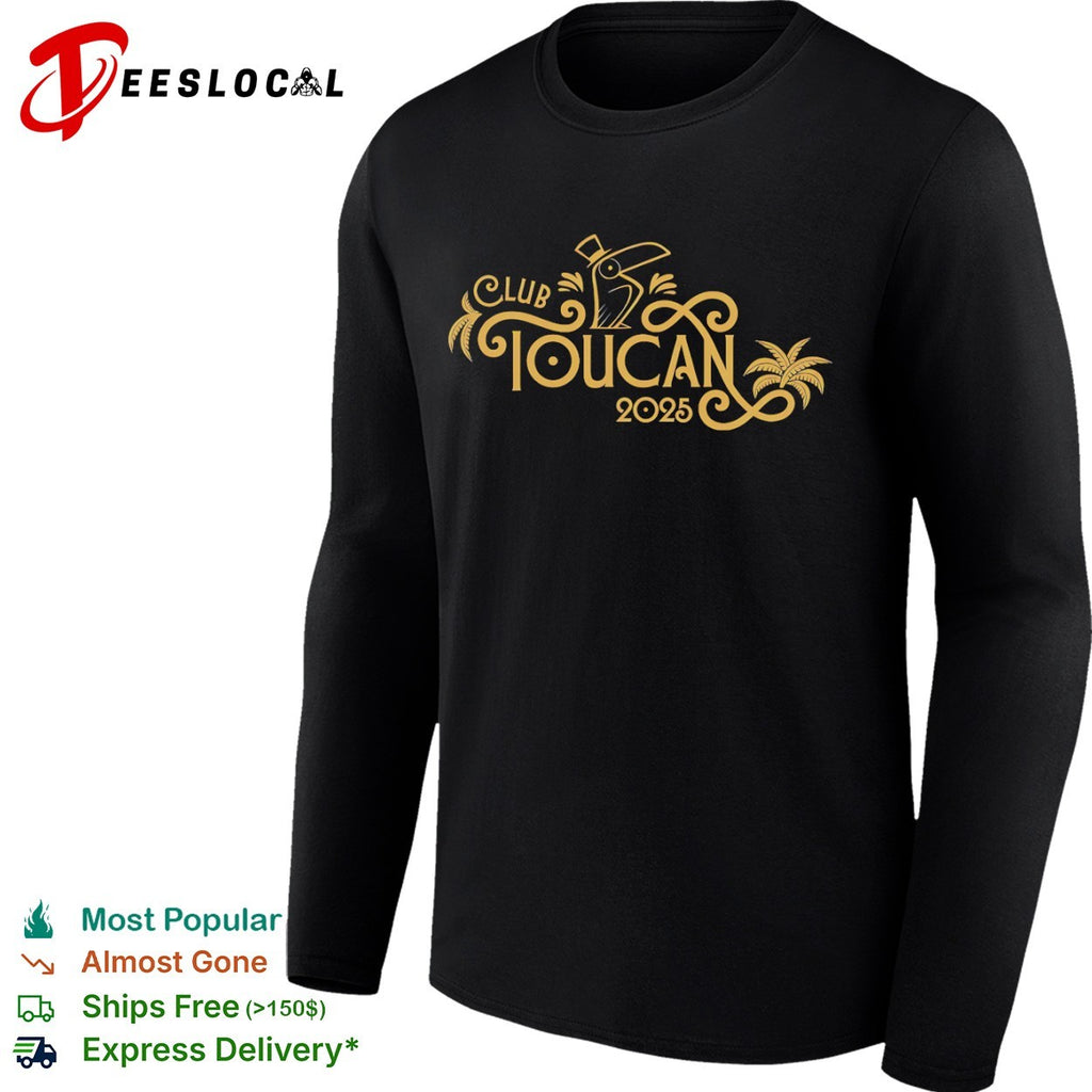 Club toucan 2025 tropical palm tree gold logo shirt
