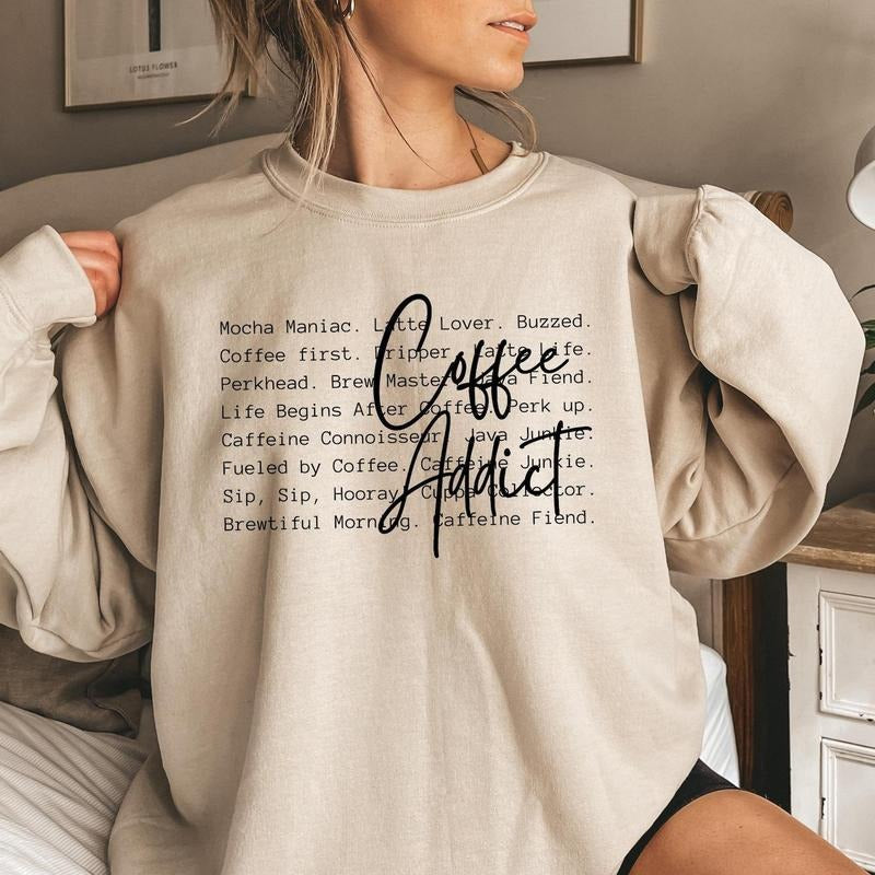 Coffee Addict words Shirt, Coffee Shirt, Coffee Lover Shirt, Coffee Helps Shirt, Trendy, Funny Coffee Shirt, Mom Life,...