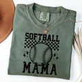 Comfort Colors Checkered Softball Mama Shirt, Game Day T-Shirt, Softball Mom Life Tee, Mother's Day Gift, Unisex T-Shirt...