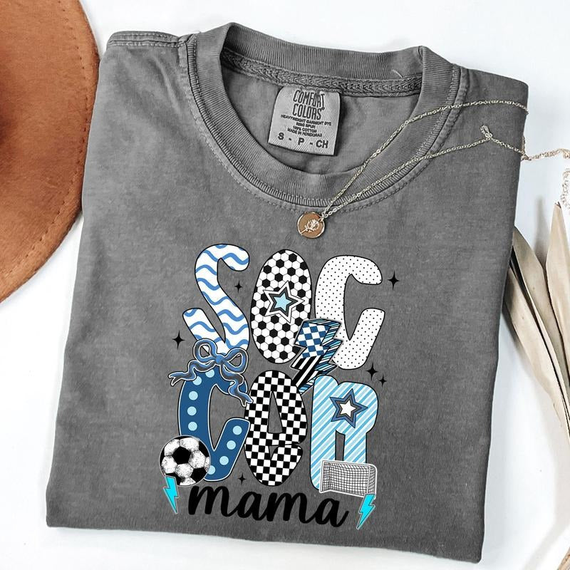 Comfort Colors Soccer Mama Shirt, Coquette Soccer T-Shirt, Checkered Soccer Tee Hoodie, Sweatshirt | CiraTrend.com
