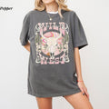 Comfort Colors Wild West T-Shirt, Boho Bull Skull Tee, Western Cowgirl Shirt, Ultra Soft Cotton Tee, Everyday Casual Wear...