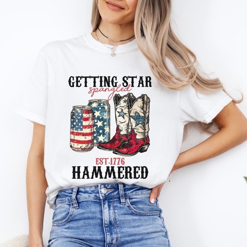 Comfort colors western star spangled hammered short sleeve casual cotton graphic tshirt Hoodie, Sweatshirt | CiraTrend.com
