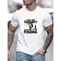 Comfy Graphic Tee for Men - Vibrant Slogan Pattern Print, Soft Fabric, Breathable, Relaxed Fit, Perfect for Outdoor...