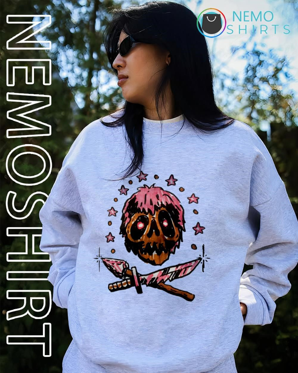 Cromag unique pink-haired skull graphic shirt