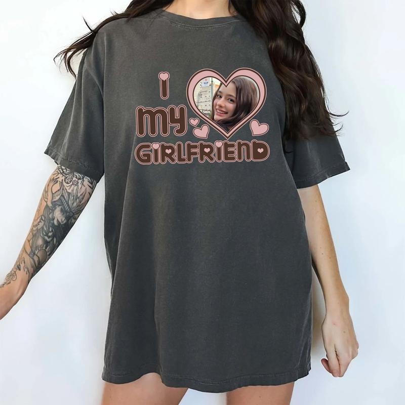 Custom Photo I Love My Boyfriend Shirt Comfort Color, I Love My Girlfriend Tee, I Heart My Wife Tshirt, Valentine's Day...