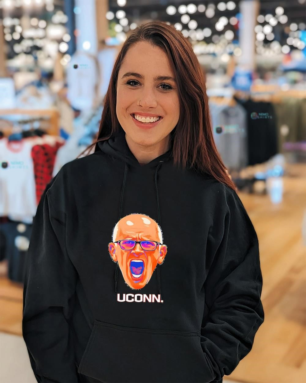 Dan Hurley Coach Uconn Huskies mens basketball head portrait shirt