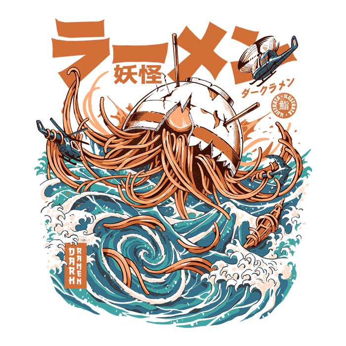 Dark Great Ramen - 3/4 Sleeve Raglan T-Shirt Hoodie, Sweatshirt | CiraTrend.com (Image 2)