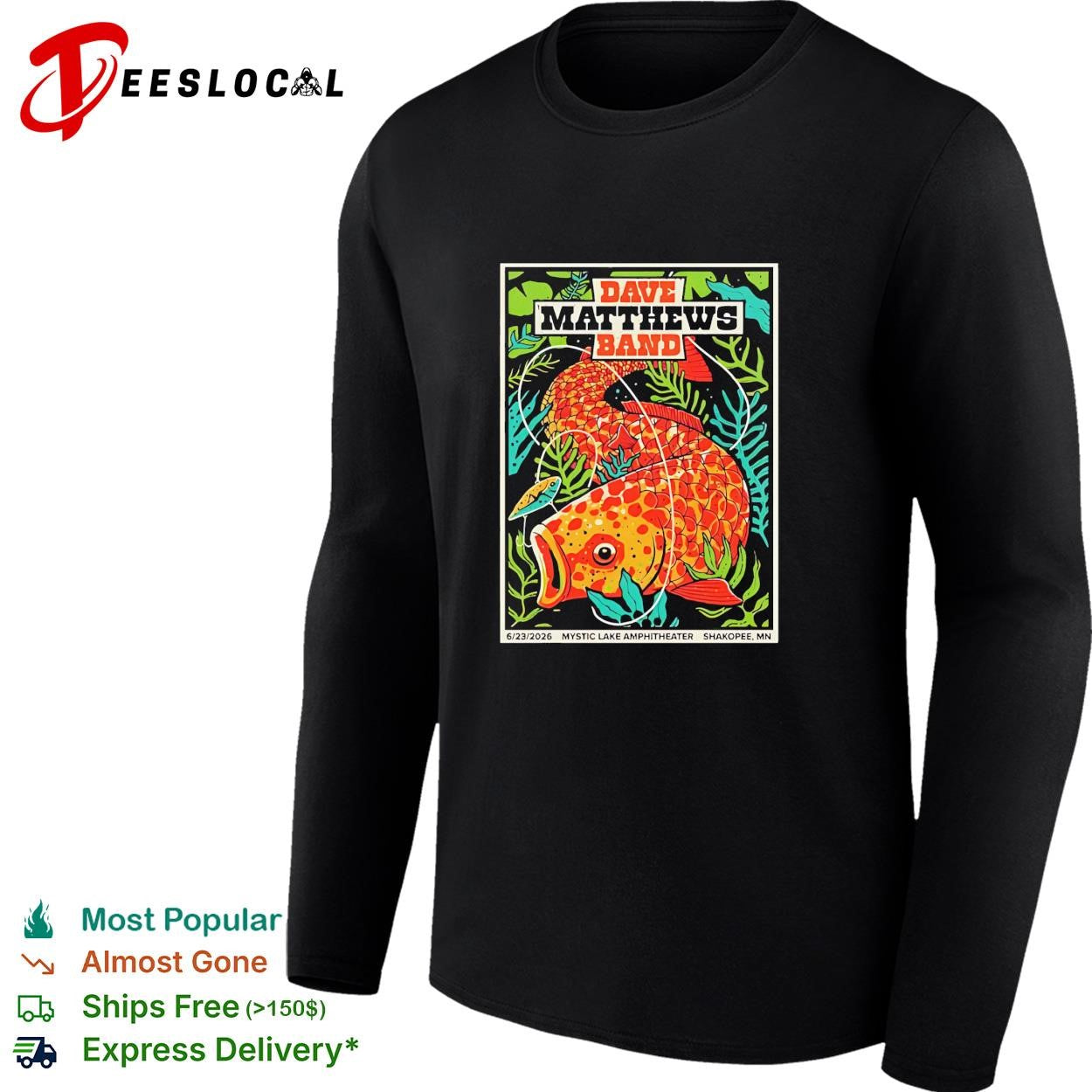 Dave Matthews Band Mystic Lake Amphitheater fish poster shirt