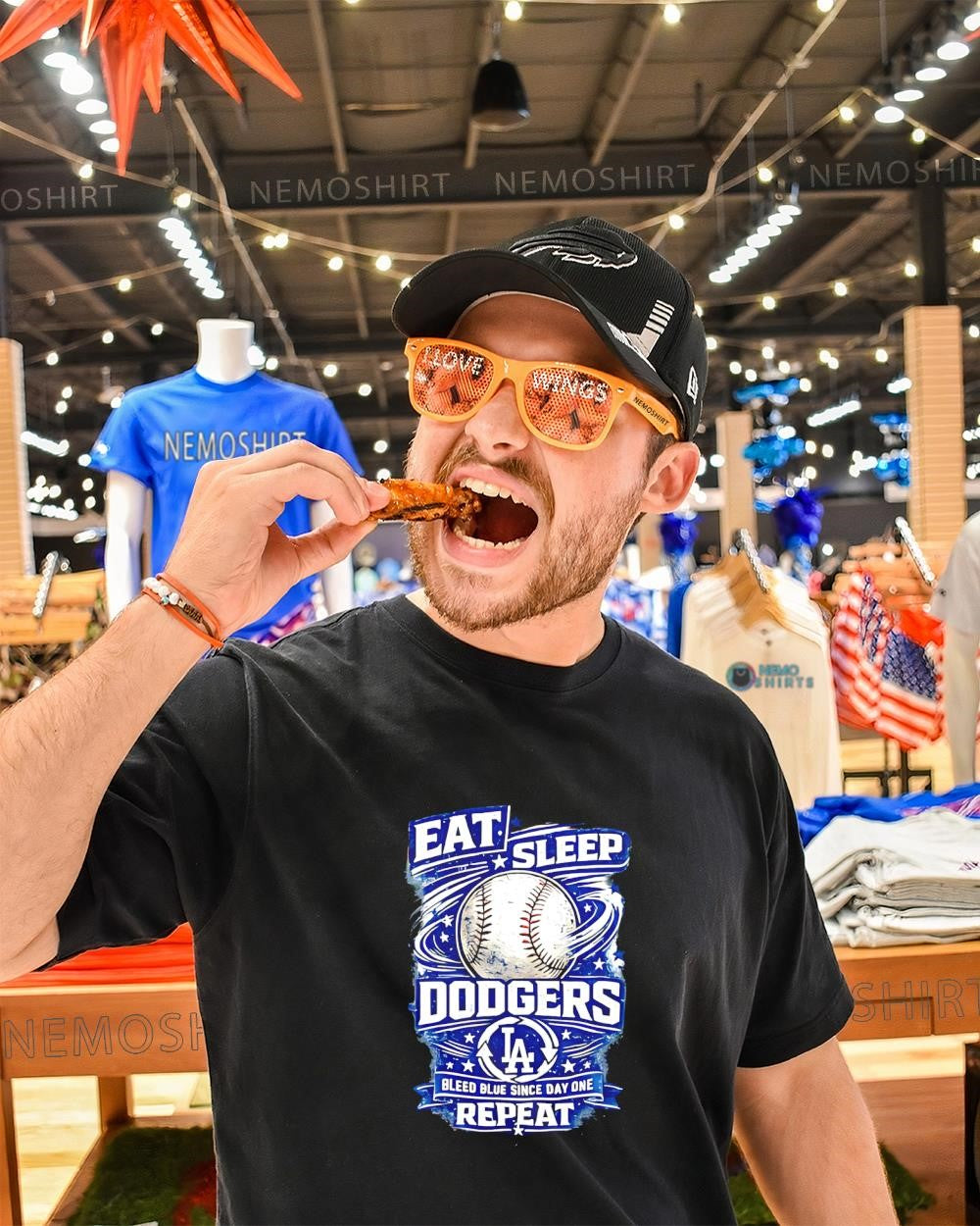 Eat sleep Los Angeles Dodgers repeat bleed blue since day one shirt