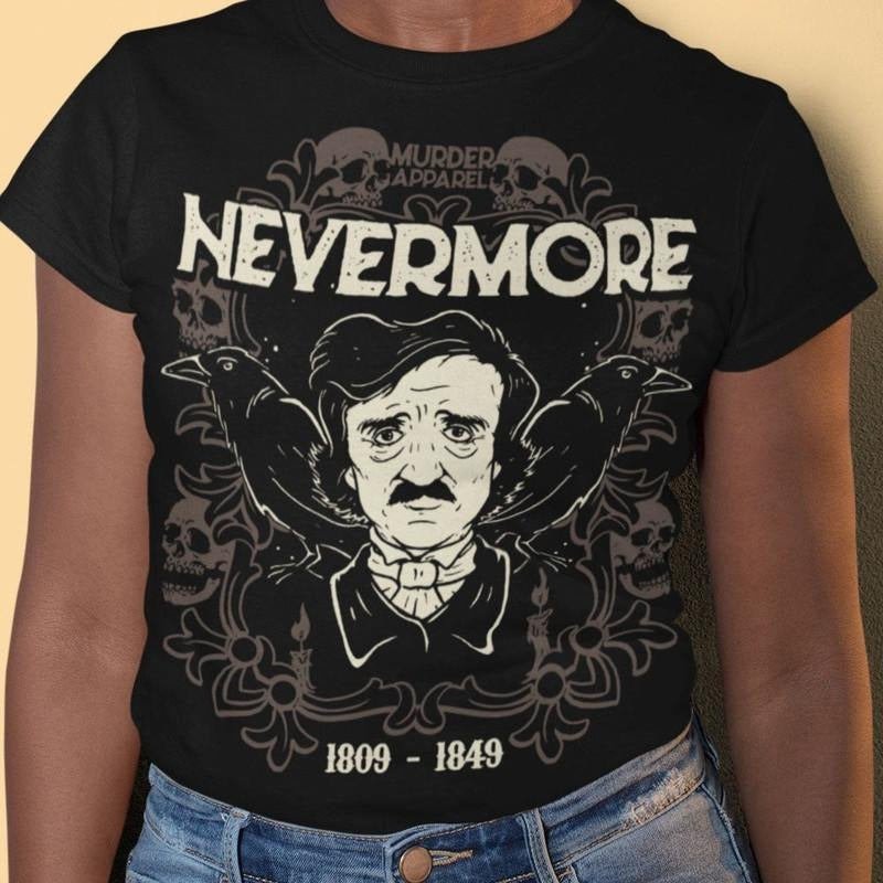 Edgar Allan Poe Nevermore 1809 1849 Skull Raven Quote Gothic Vintage Shirt Hoodie, Sweatshirt | CiraTrend.com