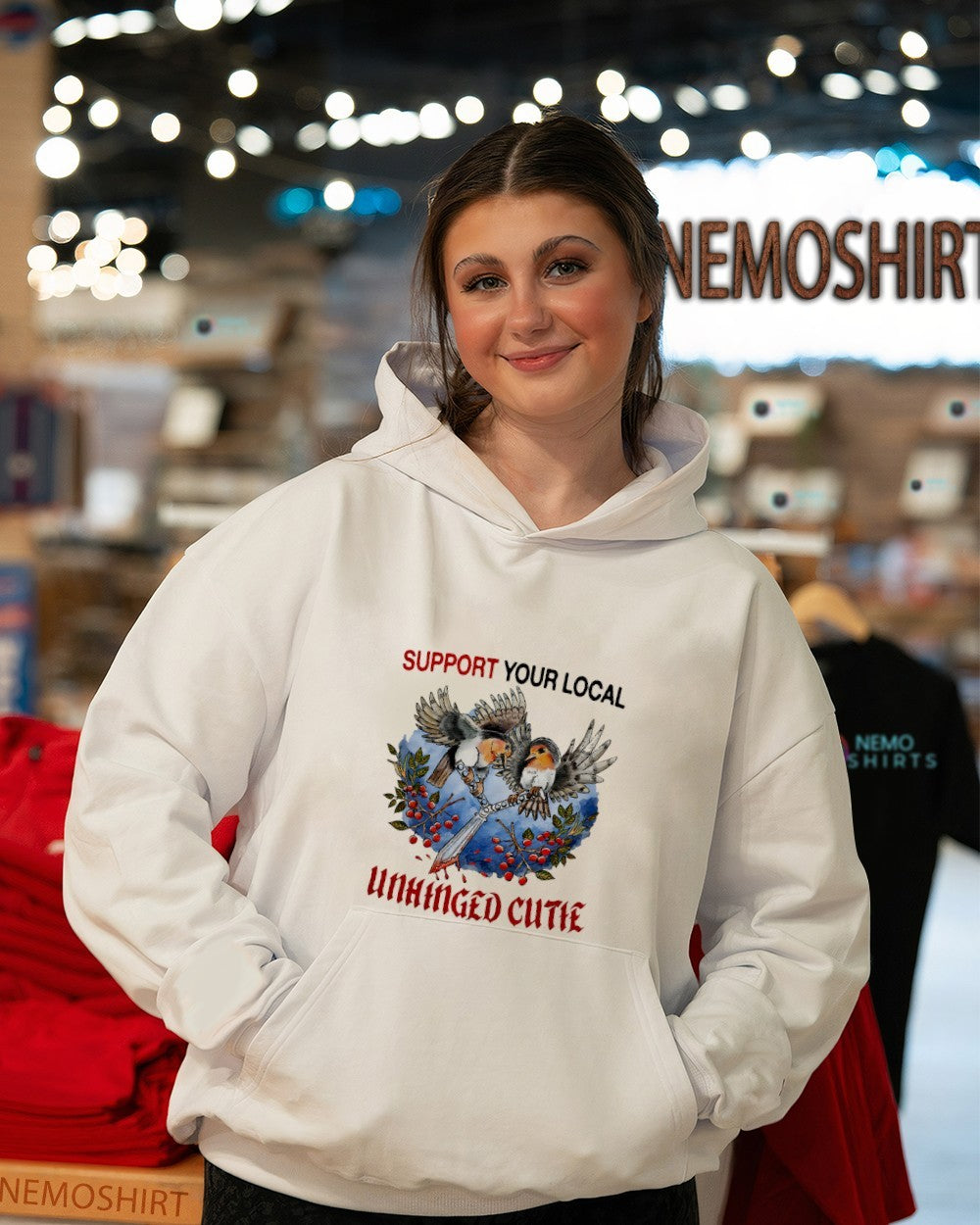 European Robins birds butterfly knife support your local unhinged cutie shirt