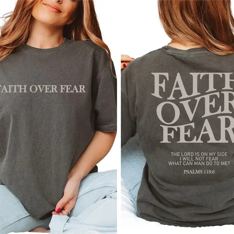 Faith Over Fear Christian Shirt ,Christian   shirt ,Jesus Christmas Shirts Cotton Top Hoodie, Sweatshirt | CiraTrend.com