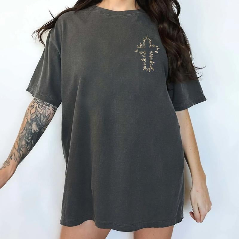 Floral Cross T-shirt Comfort Colors, Faith Based Christian Shirt, Christian Tees for Girls, Thanksgiving Gift Ideas for...