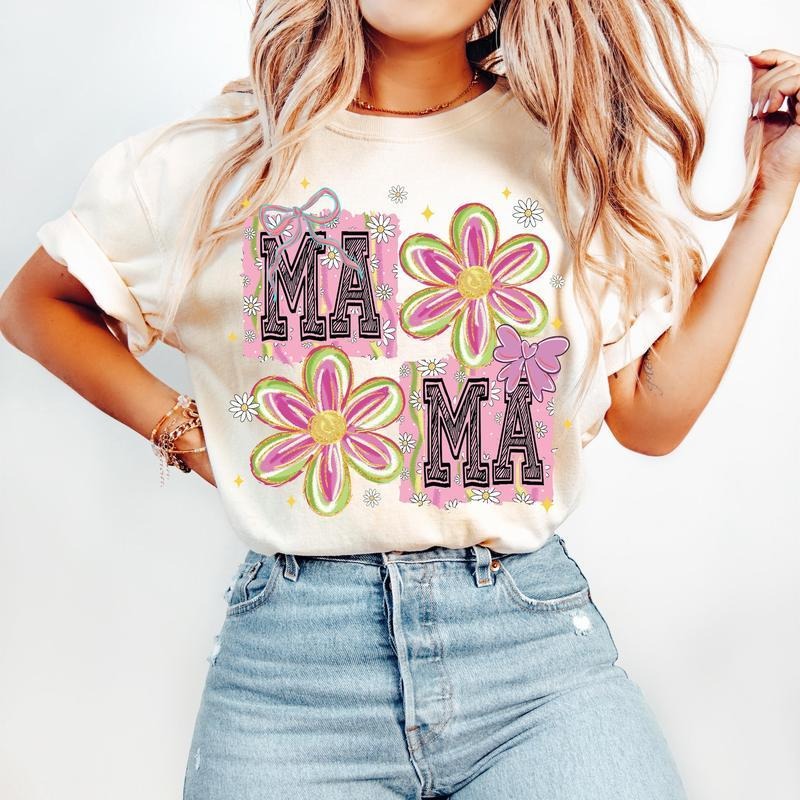 Floral Mama Coquette T-Shirt-sweatshirt-hoodie, Retro Mama T-Shirt, Groovy Mama T-Shirt, Mothers Day T-Shirt, Spring...