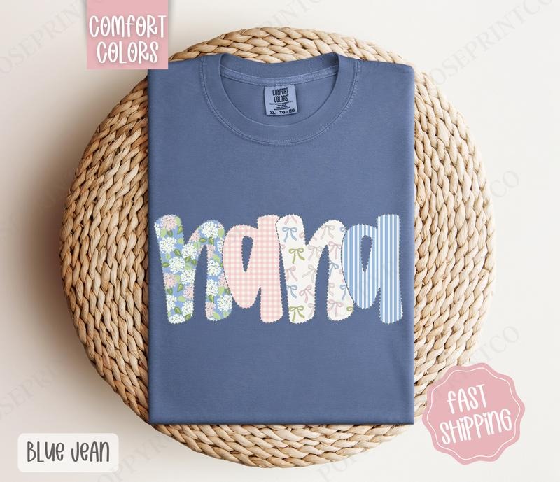 Floral Nana Comfort Colors Shirt, Cute Spring Grandma Tshirt, Coquette Nana Tee Hoodie, Sweatshirt | CiraTrend.com