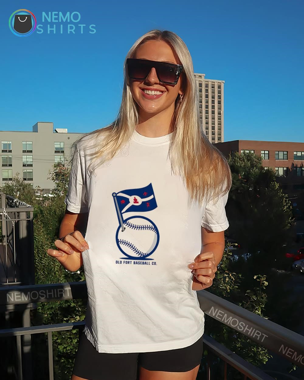 Fort Wayne Flag Ball Old Fort Baseball Co logo shirt