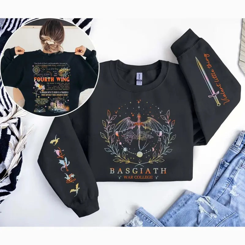Fourth Wing Sweatshirt, Custom Basgiath War College Sweater, Dragon Rider, Violet Sorrengail, Fantasy Reader, Xaden...