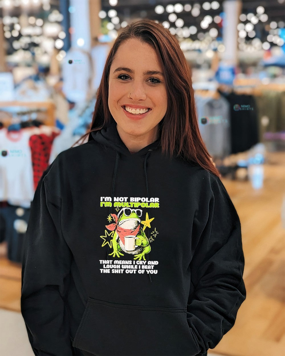 Frog I’m not bipolar I’m multipolar that means I cry and laugh while I beat shirt