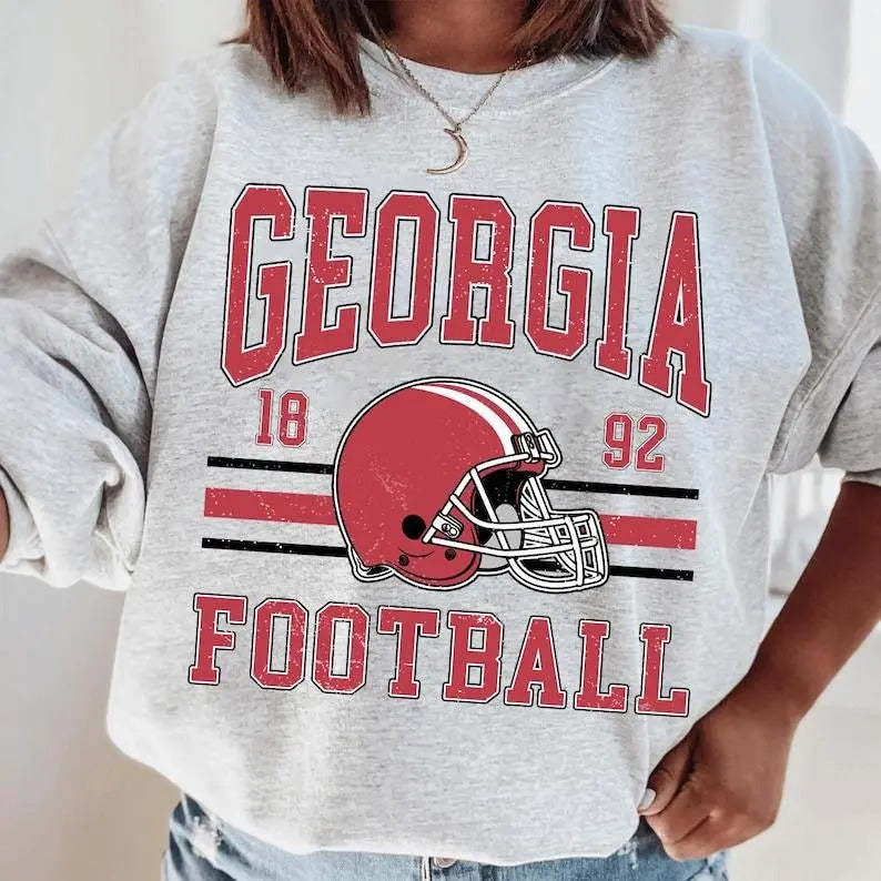 Georgia Football College Sweatshirt, Vintage Retro Style Football Tee, College Game Day Apparel Hoodie | CiraTrend.com