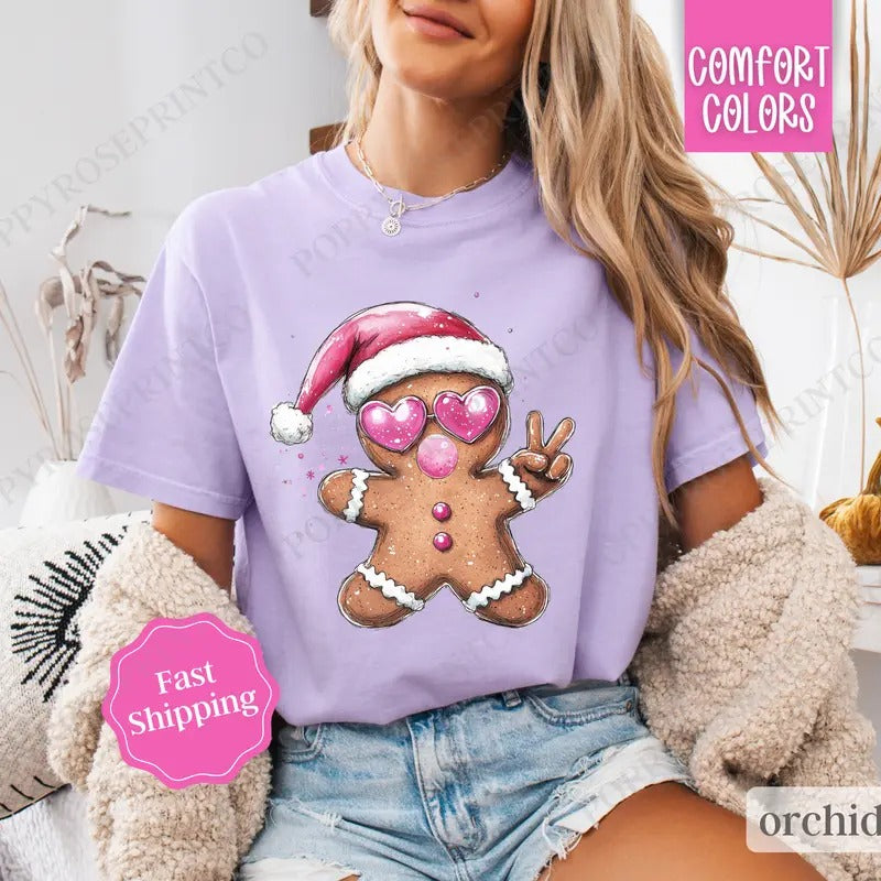 Gingerbread Bubble Shirt Comfort Colors, Preppy Christmas Tshirt,  Womens Holiday Tee Hoodie, Sweatshirt | CiraTrend.com