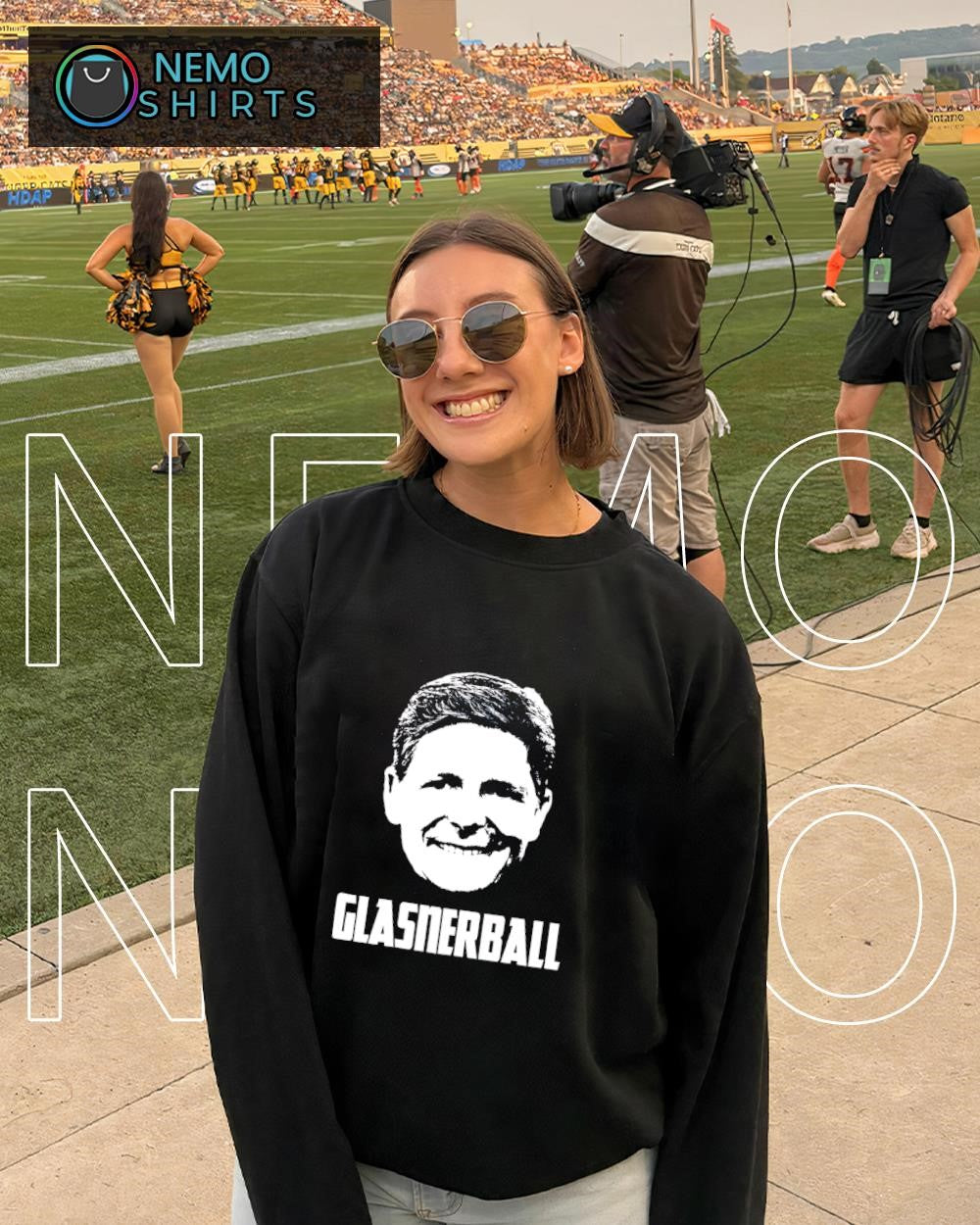 Glasnerball head retro graphic shirt