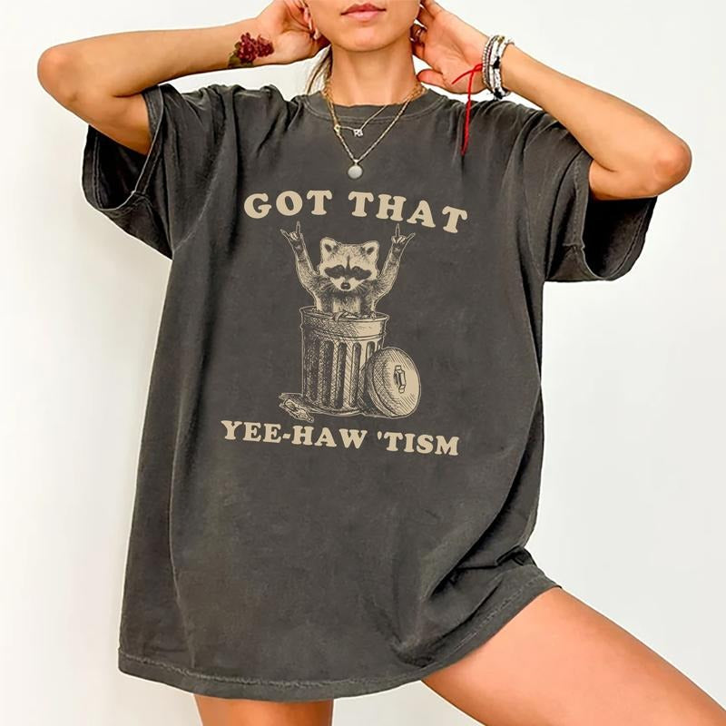 Got That Yee Haw 'Tism Vintage Tee, Funny Autism Acceptance Vintage Graphic Tee Women, Meme Unhinged Shirts, Funny...