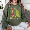 Grinc Christmas Tree Crewneck Sweatshirt, Whimsical Grinc Max Tree Sweater, Festive Retro Shirt, Xmas Hoodie, Grinc...