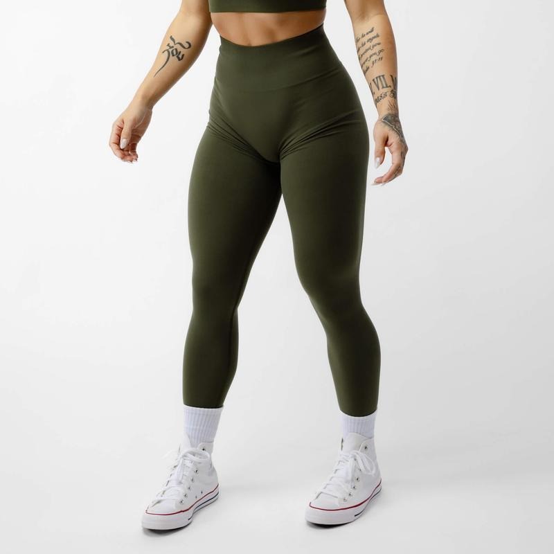 Gymreapers Women's Bottoms - Legacy Seamless Leggings, High-Rise Waistband, V-Tapered Detailing, Back Scrunch, Vintage...