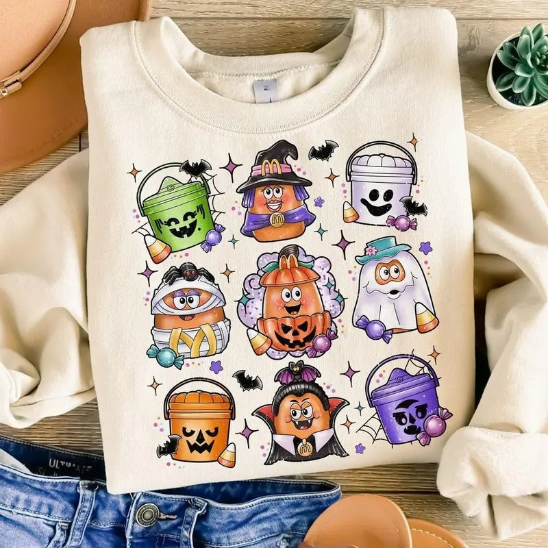 Halloween Chicken Nuggets Sweatshirt, 90s Retro Halloween Shirt, Spooky Nugget Crewneckstyle{n002}2 Hoodie | CiraTrend.com