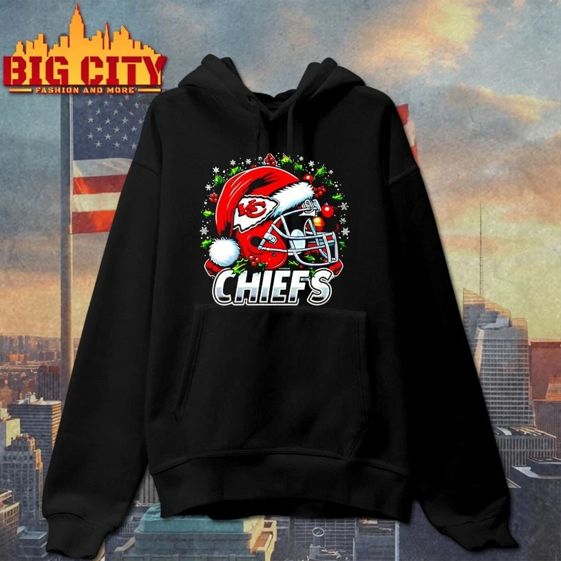 Helmet Santa Hat Kansas City Chiefs Christmas shirt