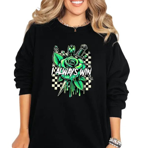 'I Always Win' Crewneck Sweatshirt, T Shirt, or Hoodie Grunge Aesthetic Pullover | Casual, Comfort, Streetwear Cotton...