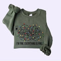 I'm Fine Everything Is Fine Sweatshirt, Christmas Sweatshirt, Christmas Lights Sweatshirt, Christmas Gift For Friend,...