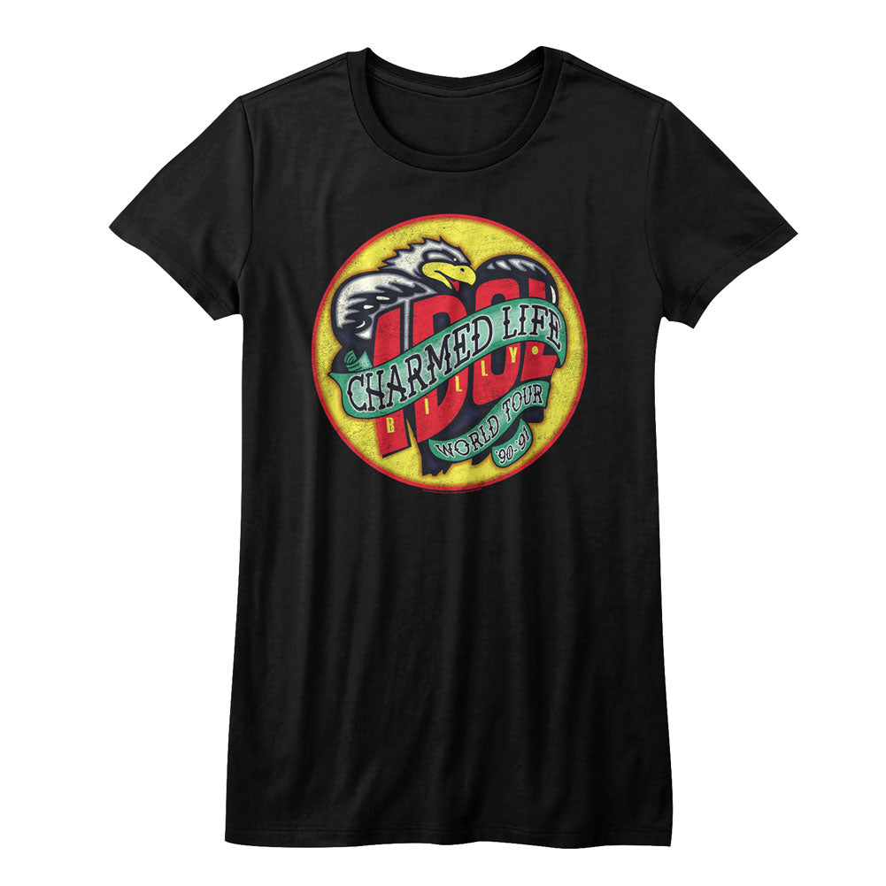 Billy Idol Girls Juniors S/S T-Shirt - Charmed Life - Solid Black Hoodie, Sweatshirt | CiraTrend.com