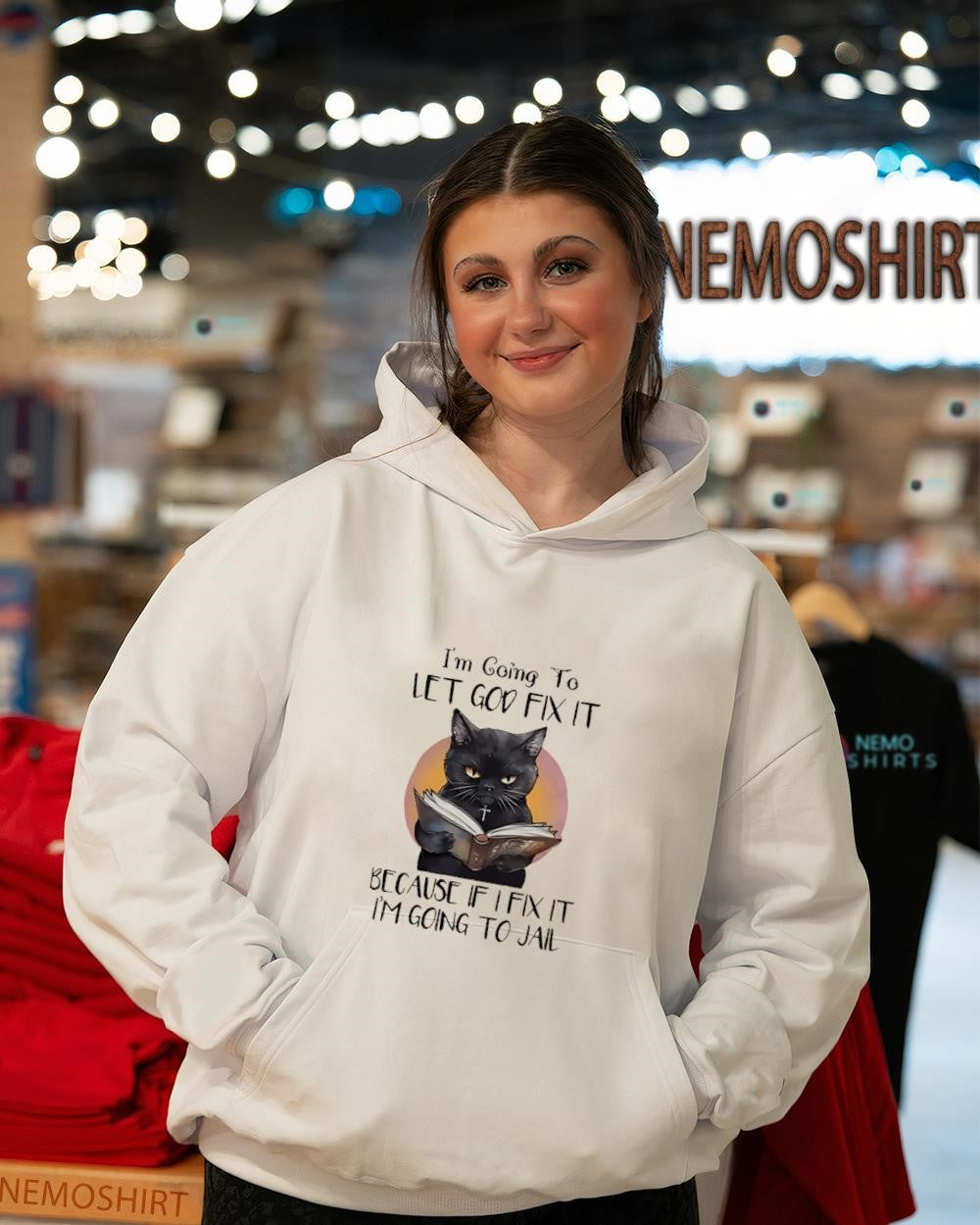 I’m going to let god fix it because if I fix it i’m going to jail cat reading a book shirt