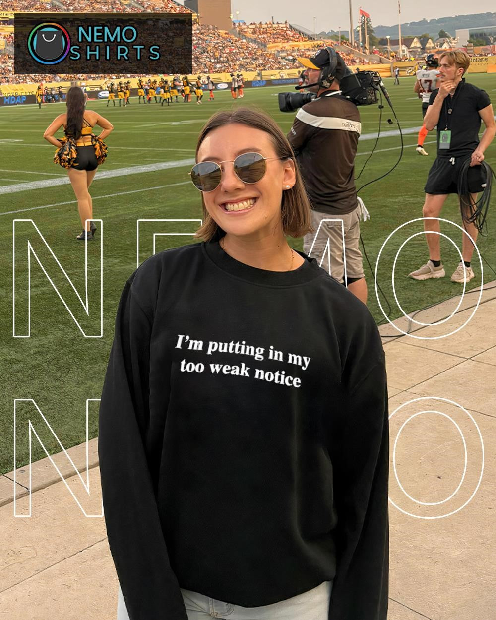I’m putting in my too weak notice text shirt