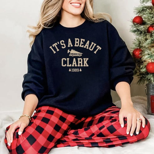 It's A Beaut Clark Shirt, Casual Long Sleeve Crew Neck Sweatshirt for Fall & Winter, Women's Clothes for Daily Wear, Gift...
