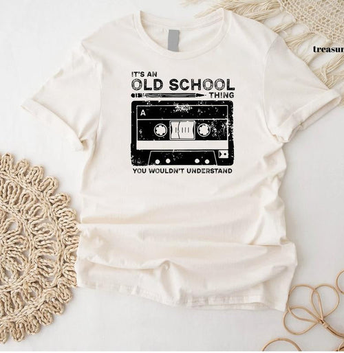 It's An Old School Thing You Wouldn't Understand,Men's Vintage Cassette Tape with Pencil Tshirt,Funny Birthday Grandpa...