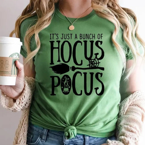 It's Just a bunch of Hocus Pocus With Broom Shirt, Hocus Pocus Shirt, Halloween Women shirt, Halloween Men and Kids Shirt...