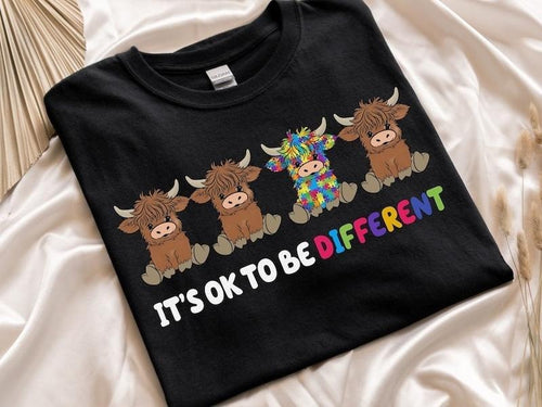 It's Ok To Be Different Tshirt, Autism Awareness Shirt, Different Cow T-Shirt, Motivational Shirt, Be Yourself T-Shirt,...