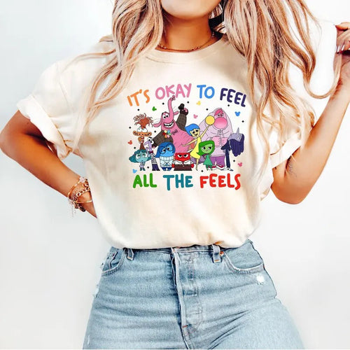 It's Okay To Feel All The Feels T-Shirt, Inside Out Characters Shirt, Today I Feel Shirt, Mental Health Matter Tee, Full...